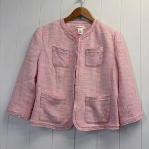 Isaac Mizrahi Target Womens Twee Preppy Pastel Tweed Blazer Size L Feminine Chic